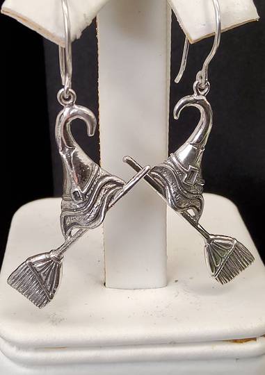 Witch's Hat and Broom Earrings